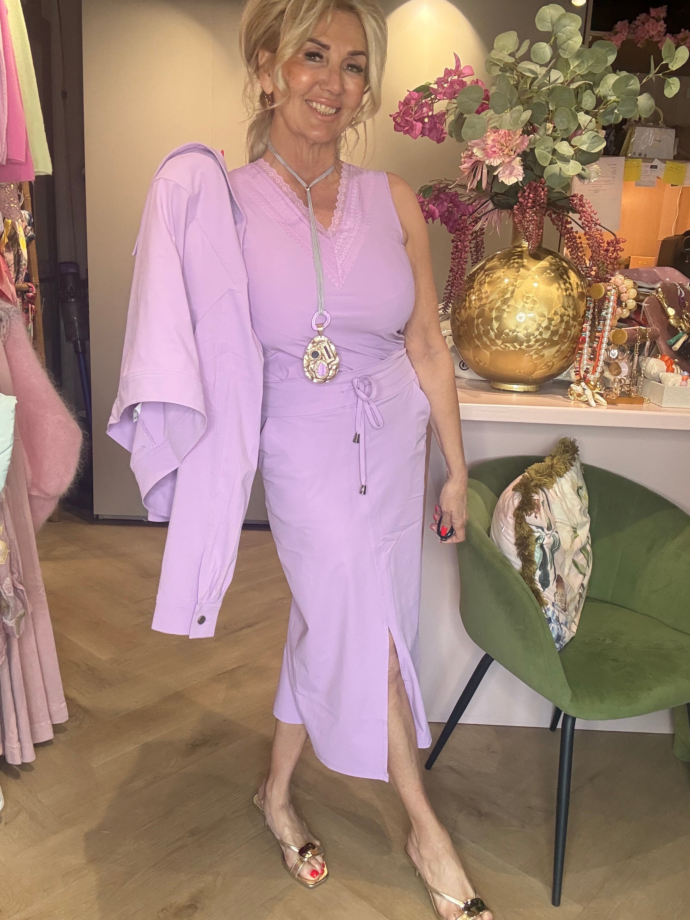 Mi Piace Blyantskørt Mælkehvid Lilac MP202424